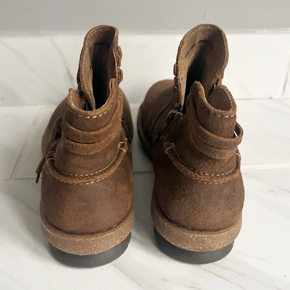 Born Women's Tarkiln Brown Suede Ankle Boots Zip Leather‎ Wrap Laces Size 6 M/W